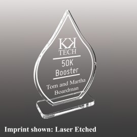 Medium Droplet Shaped Etched Acrylic Award with Logo