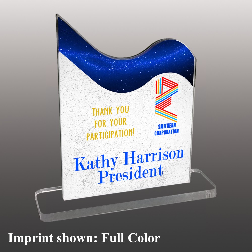 Small Wave Top Shaped Full Color Acrylic Award with Logo