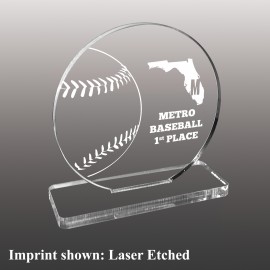 Small Baseball Themed Etched Acrylic Award with Logo