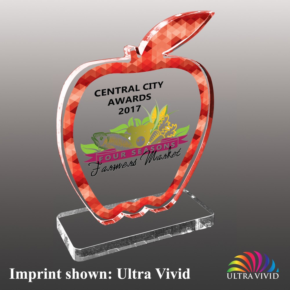 Medium Apple Shaped Ultra Vivid Acrylic Award with Logo