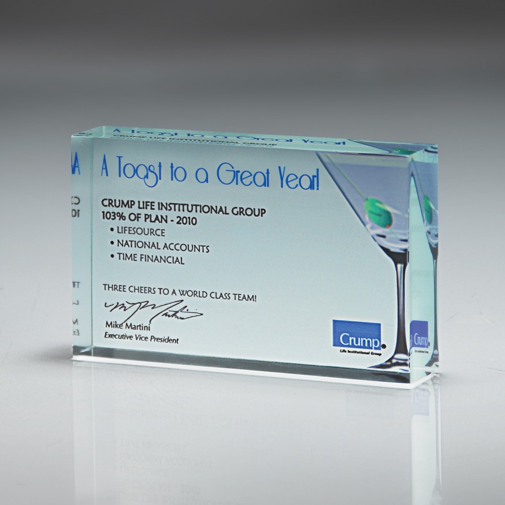 Freestanding Lucite Block with Logo Freestanding Lucite Block with Logo