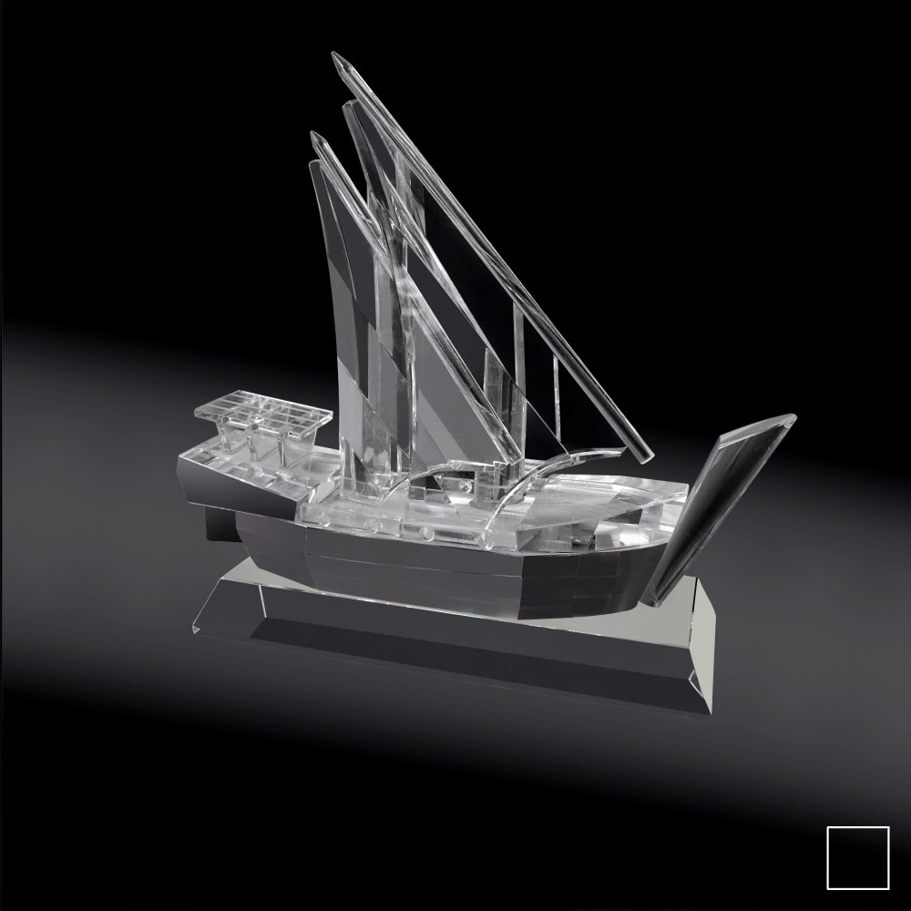 Customized Boat Model Crystal Craft on Base
