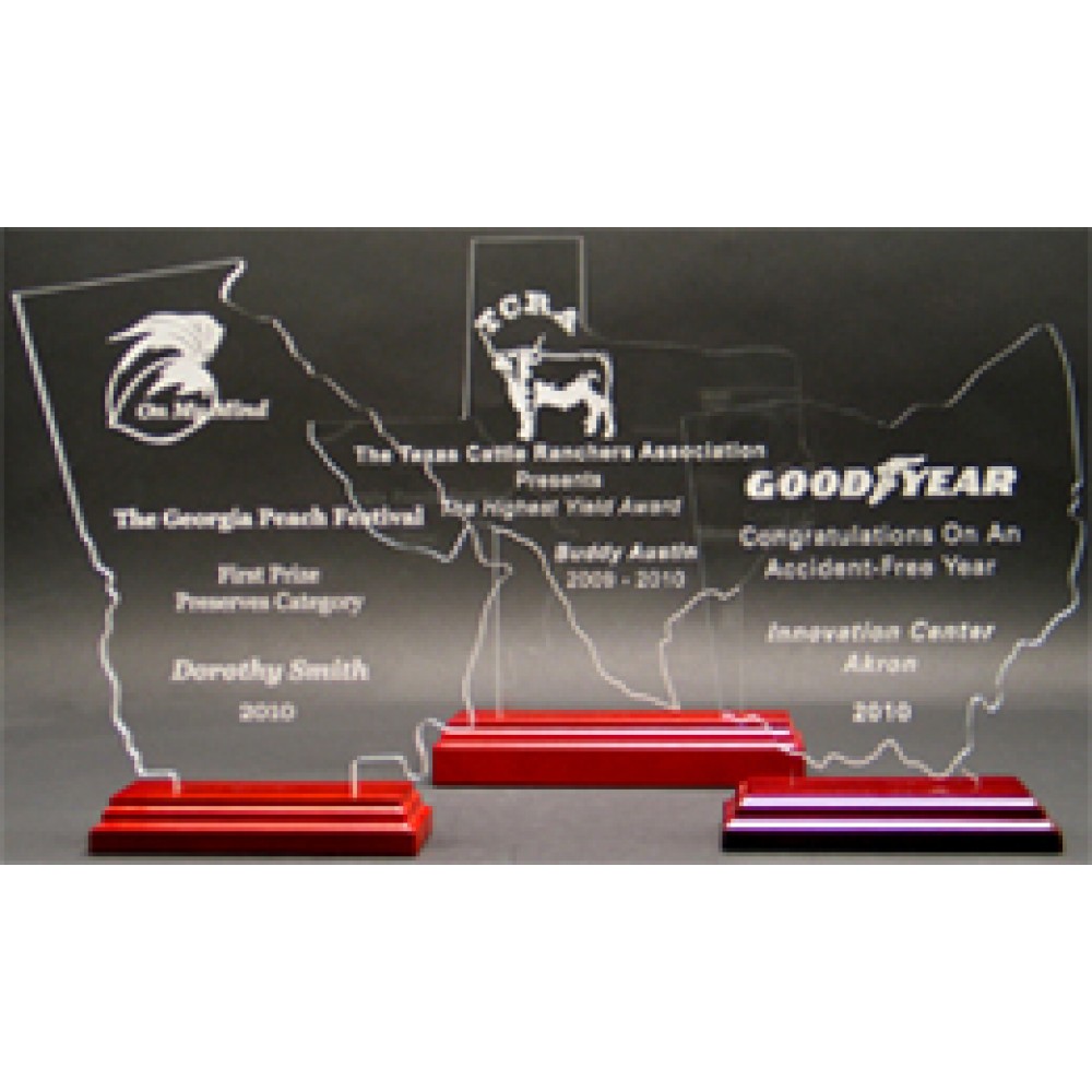 Great State of Tennessee Award w/ Rosewood Base - Acrylic (3 15/16") Custom Etched Great State of Tennessee Award w/ Rosewood Base - Acrylic (3 15/16") Custom Etched