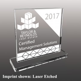 Logo Branded Large Square Shaped Etched Acrylic Award