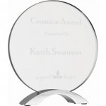 Logo Imprinted 8 1/2" Round Cosmic Acrylic with Silver Base