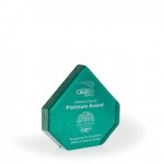 Logo Branded Weddell Teal Pinnacle Recycled Glass Award, 6"