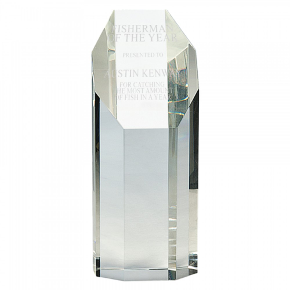 Clear Crystal Octagon Tower Award with Logo Clear Crystal Octagon Tower Award with Logo