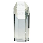 Clear Crystal Octagon Tower Award with Logo