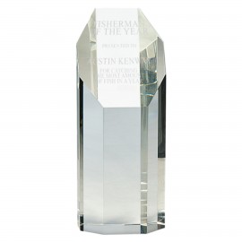 Clear Crystal Octagon Tower Award with Logo