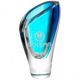 Promotional Blue Lush Art Glass Vase Award