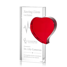 Custom Sabatini Heart Award - Optical/Red 7"  Custom Sabatini Heart Award - Optical/Red 7"