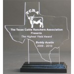 Logo Imprinted Great State of Texas Award w/ Black Base - Acrylic (9 3/4"x8 1/16")