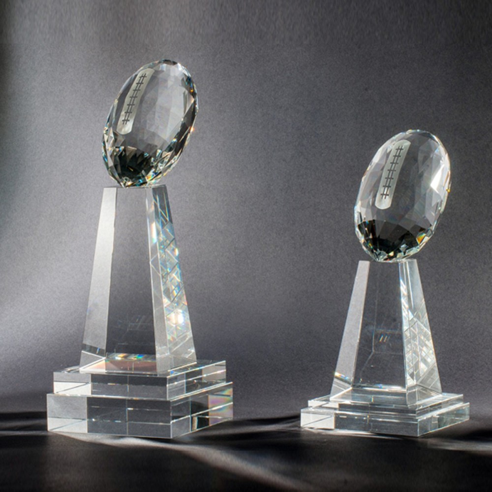 13 1/2" Football Championship Crystal Award Logo Imprinted 13 1/2" Football Championship Crystal Award Logo Imprinted