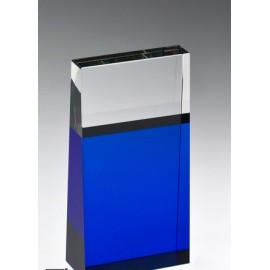 Promotional Crystal Blue Block Tower Award 6"H