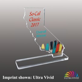 Large California Shaped Ultra Vivid Acrylic Award with Logo