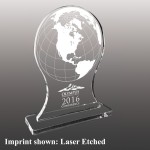 Small Globe Shaped Etched Acrylic Award with Logo