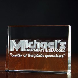 Medium Horizontal Crystal Wedge Award Laser-etched