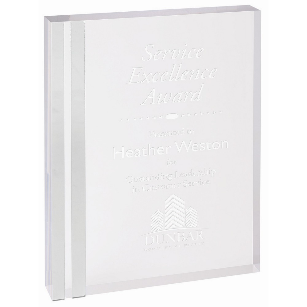 Logo Imprinted 4" x 6" Rectangle Acrylic with Silver Edge Logo Imprinted 4" x 6" Rectangle Acrylic with Silver Edge