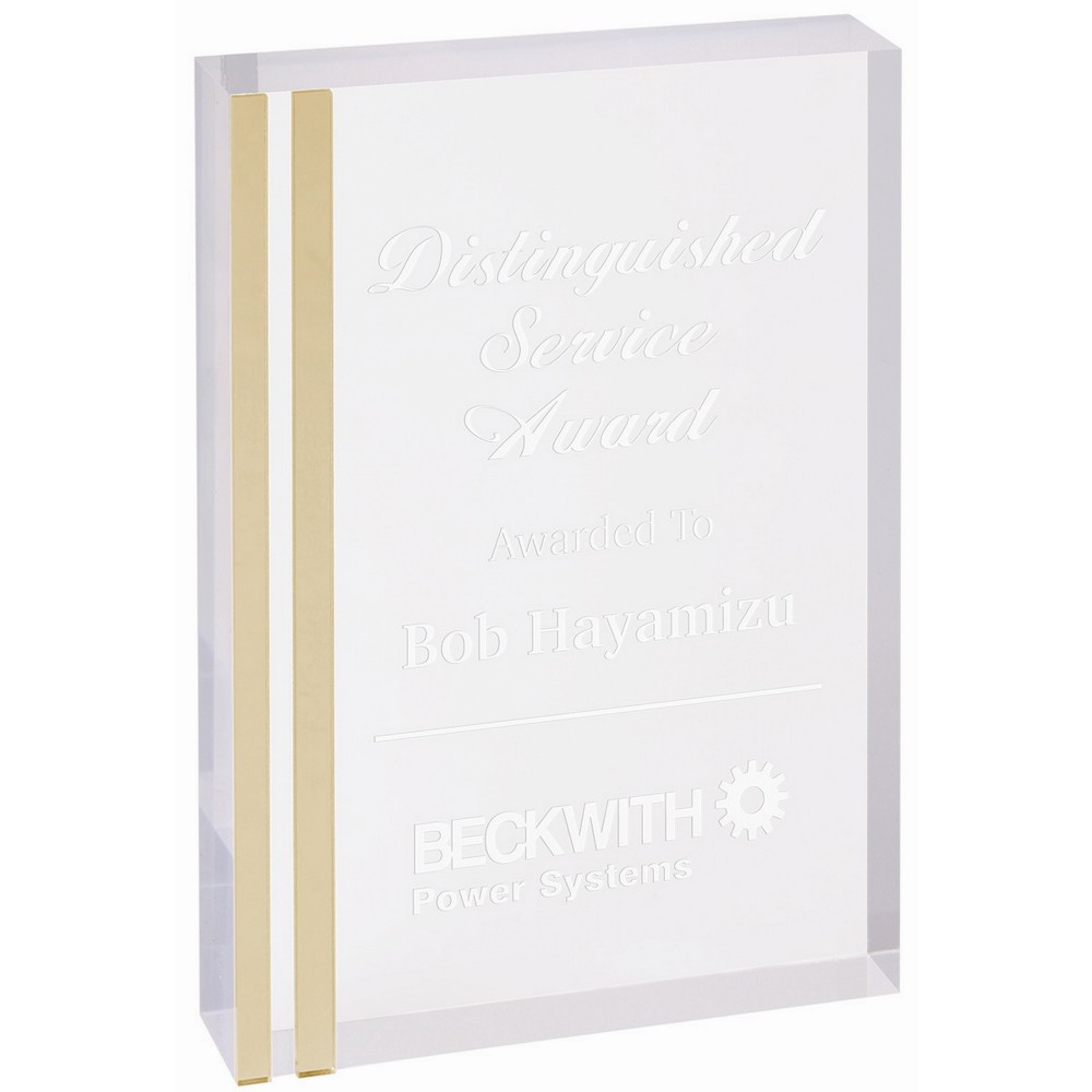 Custom Etched 6" x 8" Rectangle Acrylic with Gold Edge Custom Etched 6" x 8" Rectangle Acrylic with Gold Edge