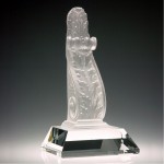 Handcrafted Pate de Verre Crystal Award with Logo