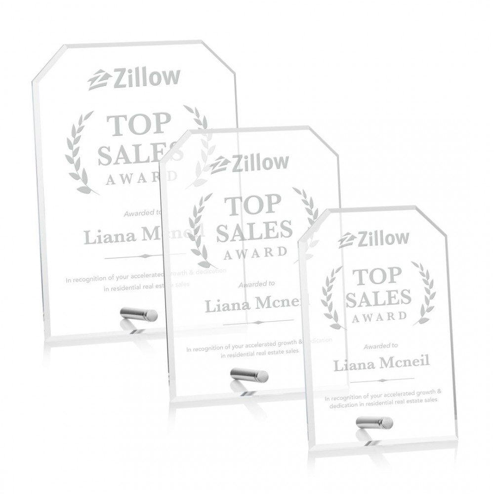 Logo Branded Polaris Clipped Rectangle Award - Silver Logo Branded Polaris Clipped Rectangle Award - Silver