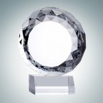 Logo Imprinted Victory Circle Optical Crystal Award Plaque (Medium)
