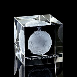 Custom Large Flat Cube 3D Crystal Award