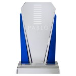 Customized 8 1/2" Blue Silver Optical Award