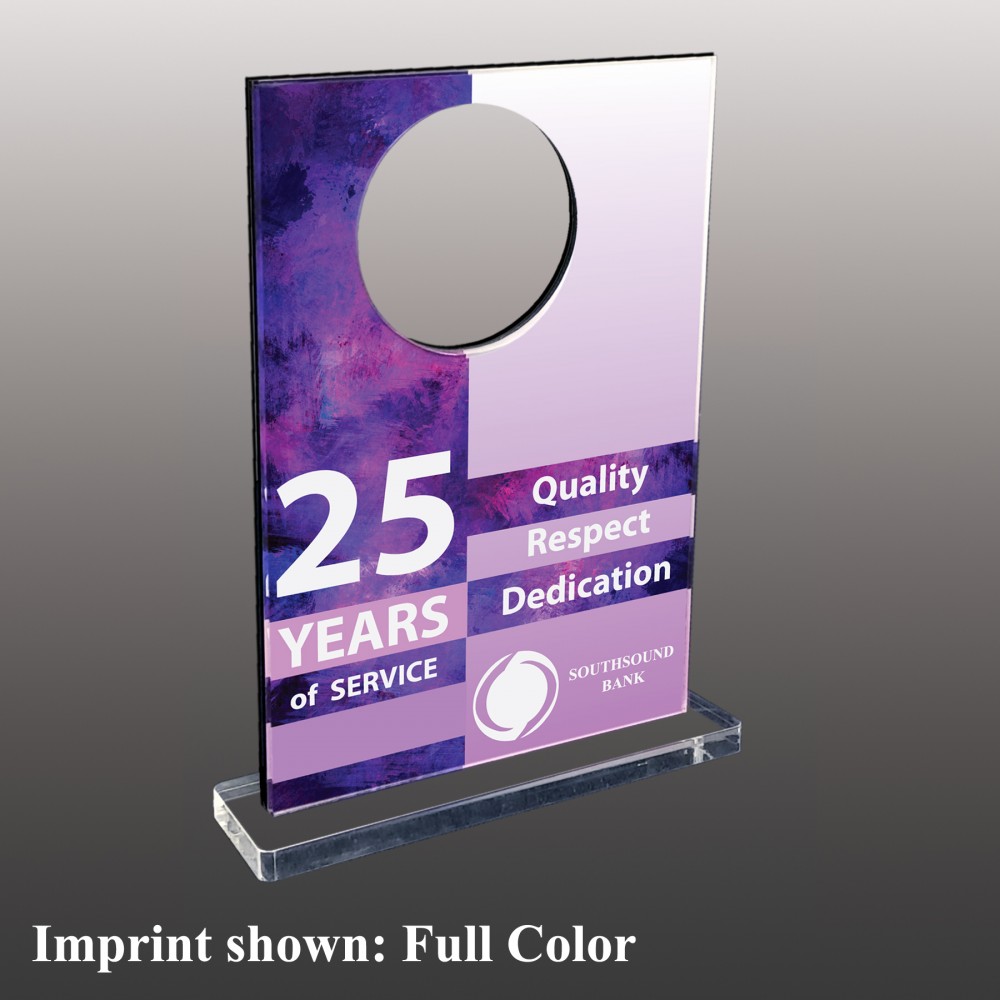 Medium Hollowed Rectangle Shaped Full Color Acrylic Award with Logo