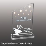 Large Wavy Top Rectangle Shaped Etched Acrylic Award with Logo