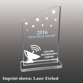 Large Wavy Top Rectangle Shaped Etched Acrylic Award with Logo