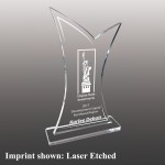Large Fish Tail Shaped Etched Acrylic Award with Logo