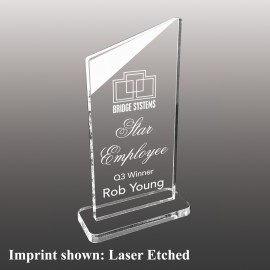 Small Angled Rectangle Shaped Etched Acrylic Award with Logo  Small Angled Rectangle Shaped Etched Acrylic Award with Logo