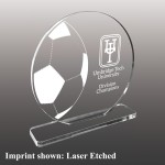 Logo Branded Small Soccer Themed Etched Acrylic Award