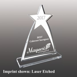 Small Star Top Triangle Shaped Etched Acrylic Award with Logo  Small Star Top Triangle Shaped Etched Acrylic Award with Logo