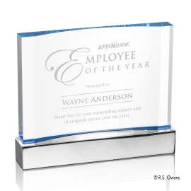Customized Cornerstone Award - Blue/Aluminum 8" W  Customized Cornerstone Award - Blue/Aluminum 8" W