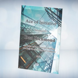 Color Photo Imprinted Beveled Rectangle Vertical Glass with Silver Pin (S) Laser-etched