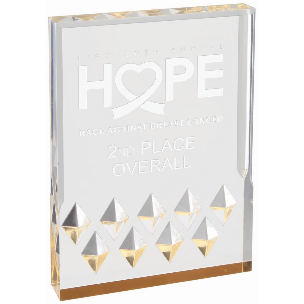 Logo Imprinted 5" x 7" Gold Diamond Mirage Acrylic Logo Imprinted 5" x 7" Gold Diamond Mirage Acrylic