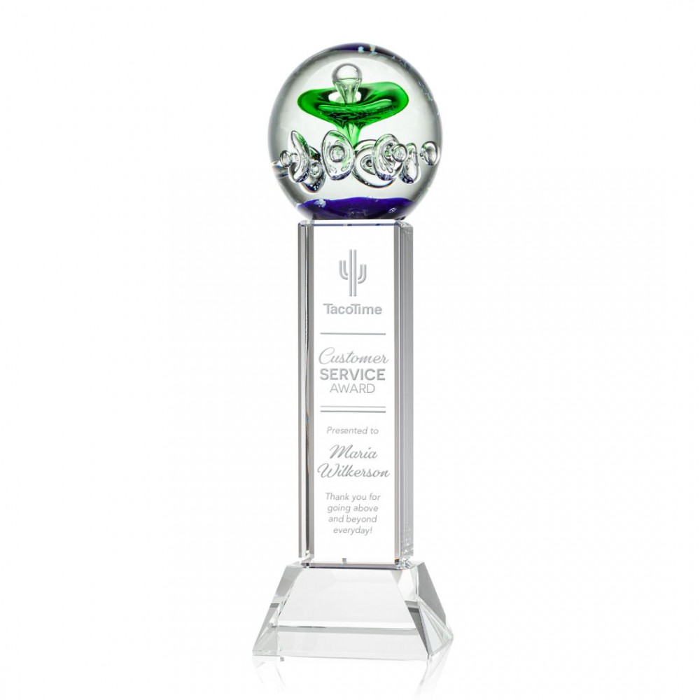 Logo Branded Aquarius Award on Stowe Clear - 14" High