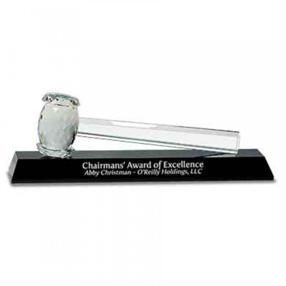 Crystal Gavel on Black Base Award with Logo Crystal Gavel on Black Base Award with Logo