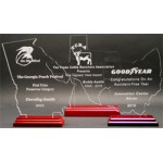 Great State of Massachusetts Award w/ Rosewood Base - Acrylic (7"x11 3/8") Logo Imprinted