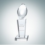 Football on Pedestal Optical Crystal Award (8 3/8") Logo Imprinted