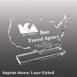 Custom Medium USA Shaped Etched Acrylic Award