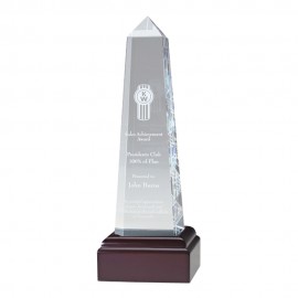 Obelisk with Wooden Base - 8 " with Logo