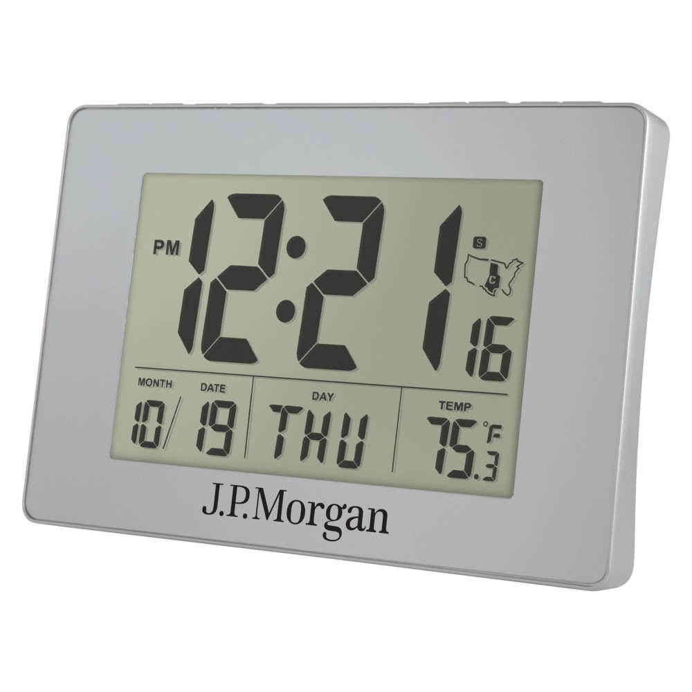 Logo Imprinted Clock - Atomic LCD Wall or Desk Alarm Clock Logo Imprinted Clock - Atomic LCD Wall or Desk Alarm Clock