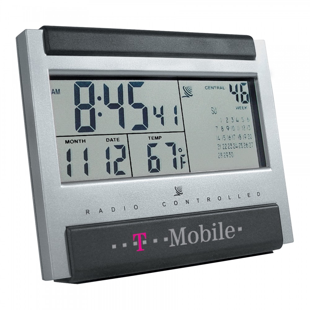 Clock - Atomic Desk Clock Logo Imprinted Clock - Atomic Desk Clock Logo Imprinted