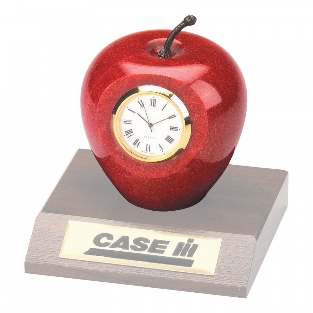 Clock - Genuine Marble Apple Clock Custom Etched Clock - Genuine Marble Apple Clock Custom Etched