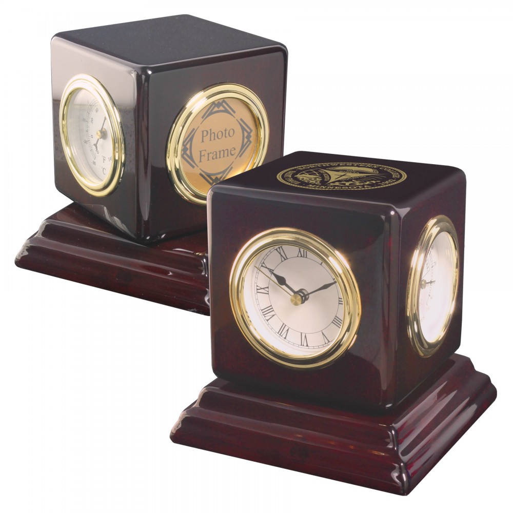 Clock - Revolving Multi-Function Desk Clock Custom Etched Clock - Revolving Multi-Function Desk Clock Custom Etched