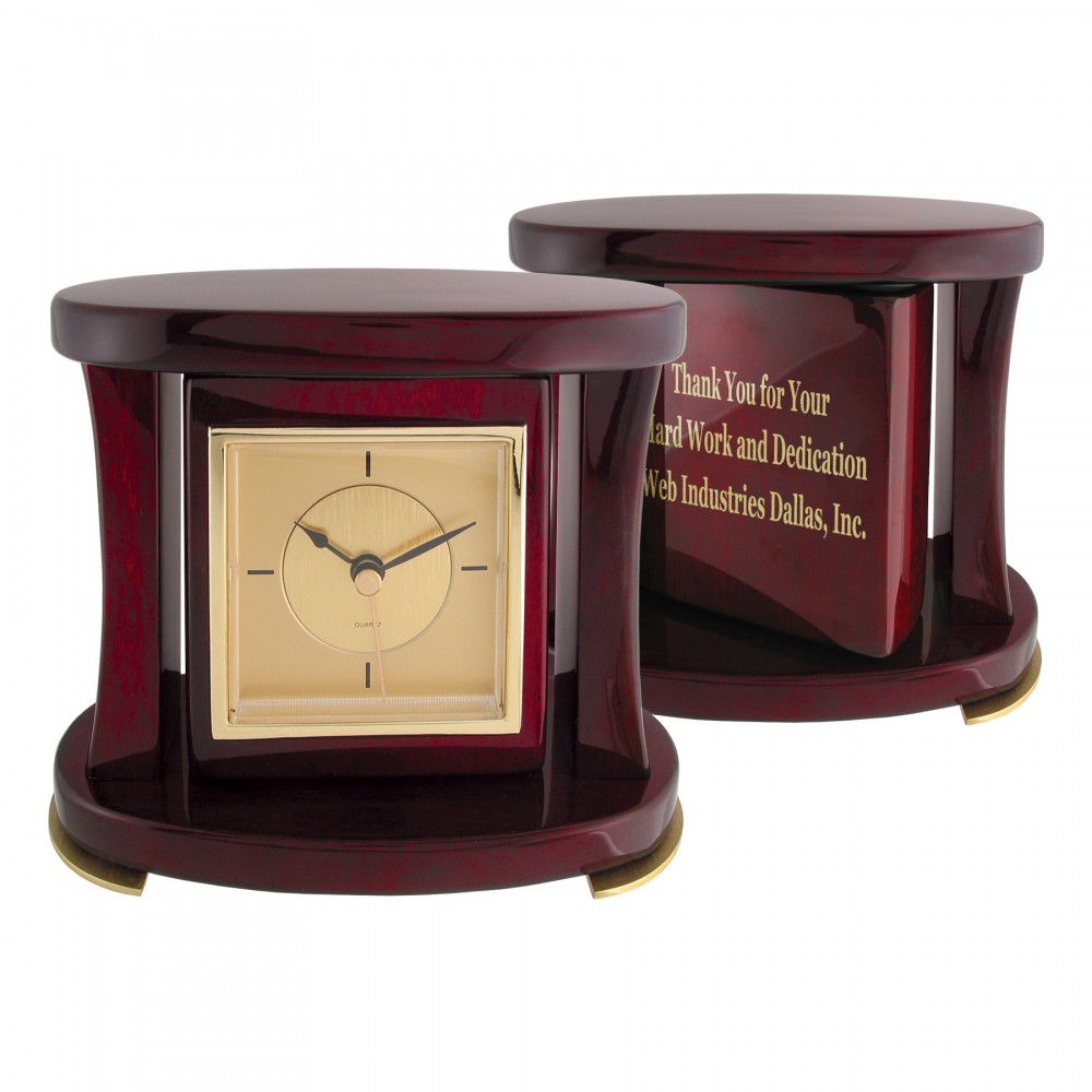 Logo Imprinted Clock - Swivel Piano Wood Desk Clock Logo Imprinted Clock - Swivel Piano Wood Desk Clock