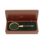 Laser-etched Glossy Black Finish Magnifying Glass with Gold Accents